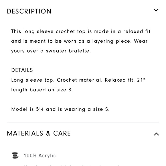 COPY - Oak and Fort CROCHET LONG SLEEVE TOP - Picture 6 of 6